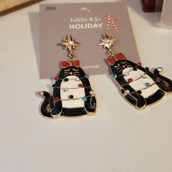 Christmas jingle bell necklace cat ears and cat earrings with jewels lot #25 - Picture 5 of 12